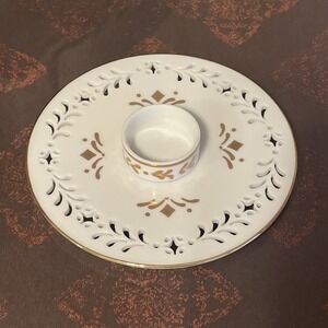 Midwest of Cannon Falls White & Gold Lattice Ceramic Votive  Candle Holder